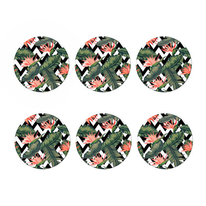 Zig Zag Tropical Pattern Print Coaster Set