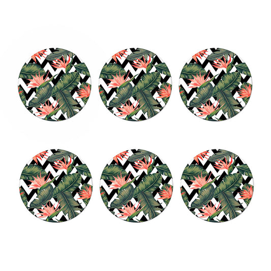 Zig Zag Tropical Pattern Print Coaster Set