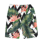 Zig Zag Tropical Pattern Print Cotton Shorts