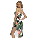 Zig Zag Tropical Pattern Print Cross Back Cami Dress