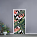 Zig Zag Tropical Pattern Print Door Sticker