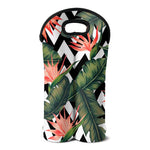 Zig Zag Tropical Pattern Print Double Neoprene Wine Tote