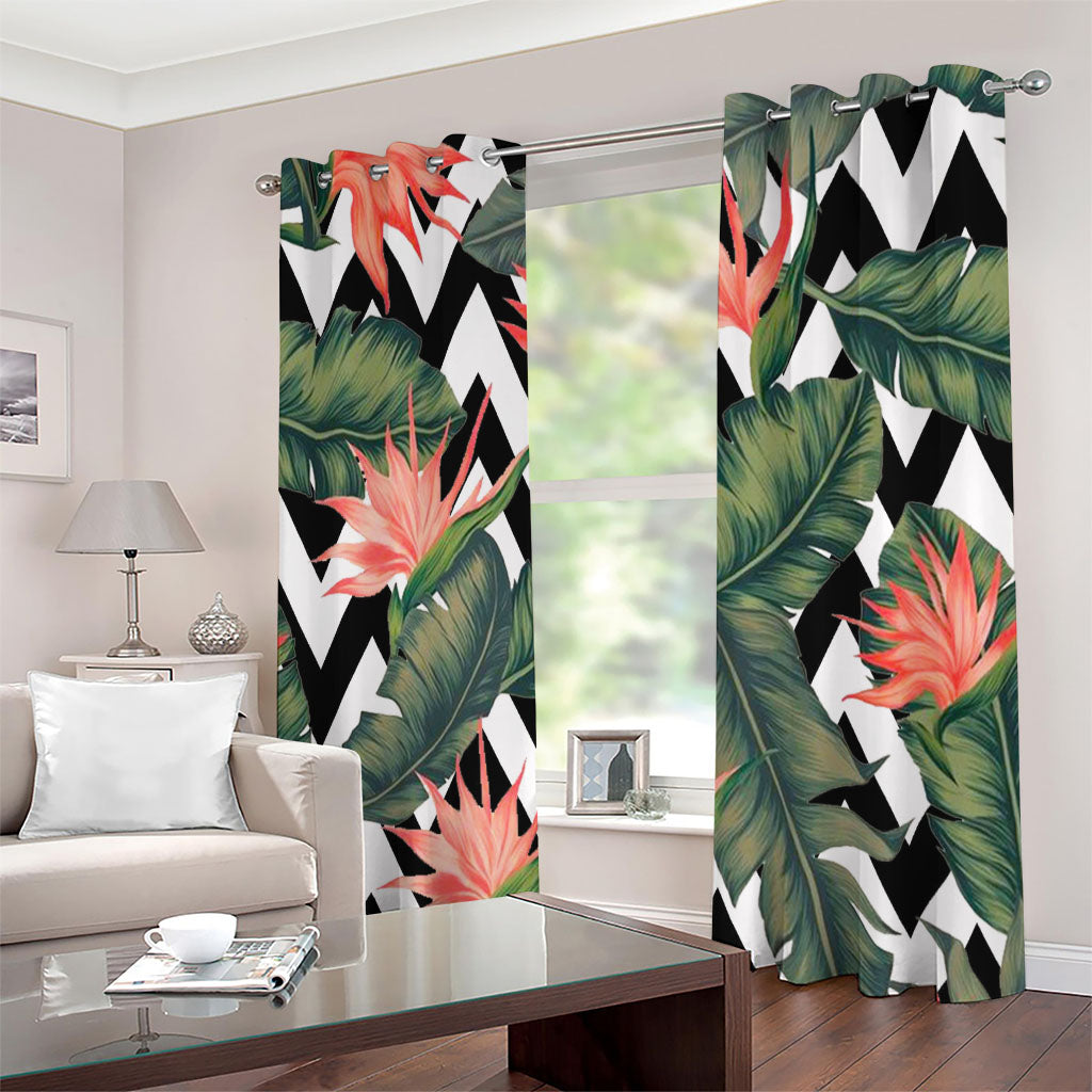 Zig Zag Tropical Pattern Print Extra Wide Grommet Curtains
