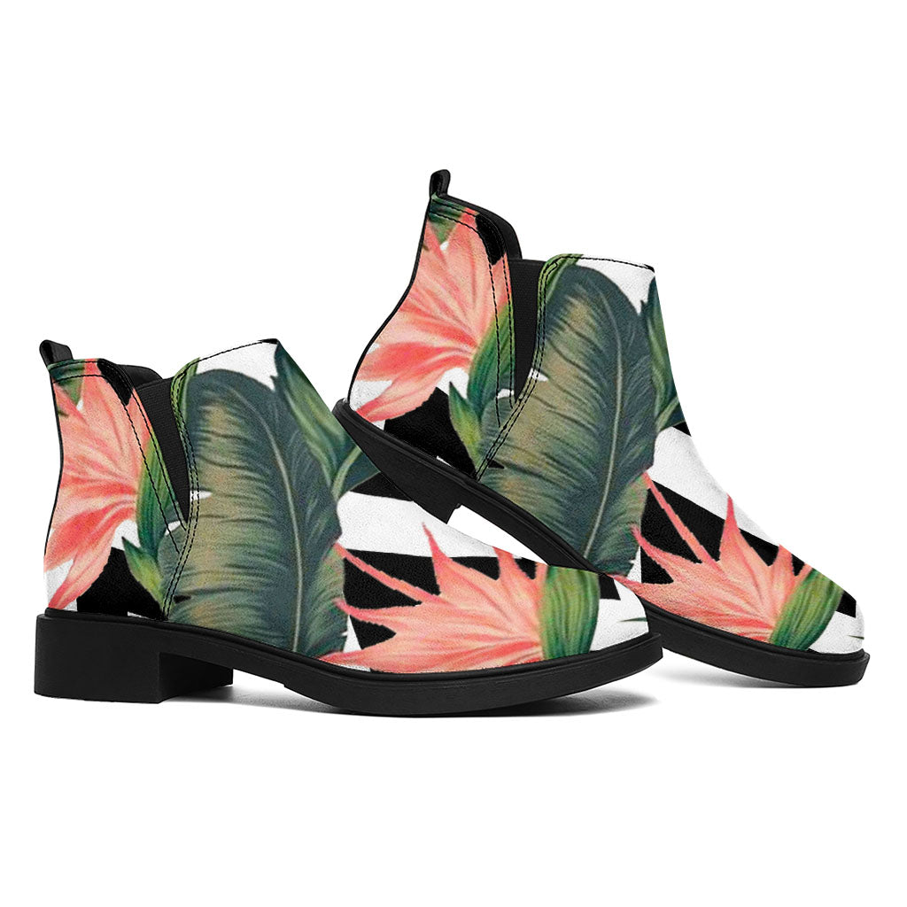 Zig Zag Tropical Pattern Print Flat Ankle Boots