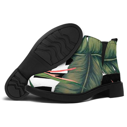 Zig Zag Tropical Pattern Print Flat Ankle Boots