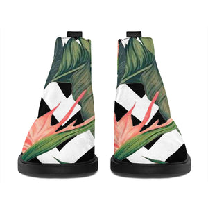 Zig Zag Tropical Pattern Print Flat Ankle Boots