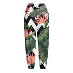 Zig Zag Tropical Pattern Print Fleece Lined Knit Pants