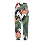 Zig Zag Tropical Pattern Print Fleece Lined Knit Pants
