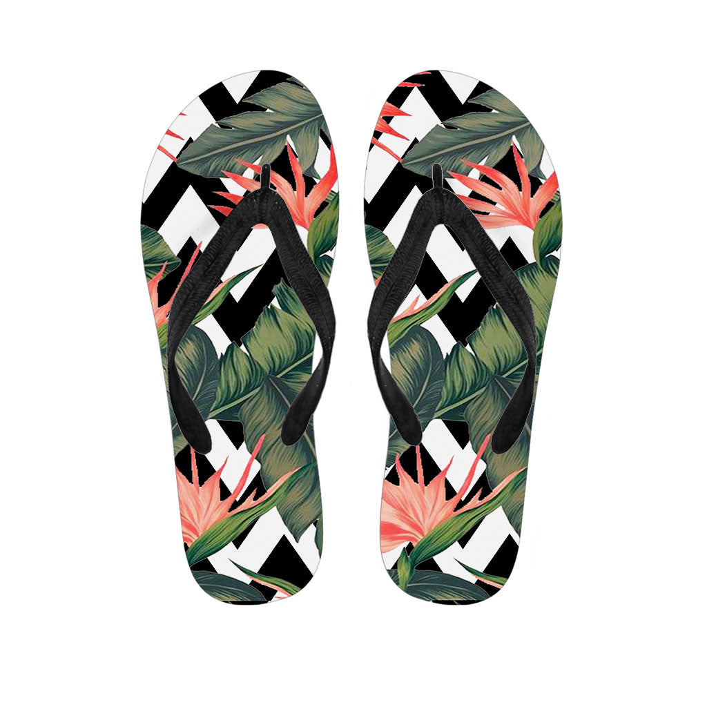 Zig Zag Tropical Pattern Print Flip Flops