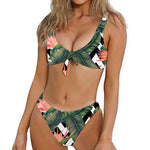 Zig Zag Tropical Pattern Print Front Bow Tie Bikini