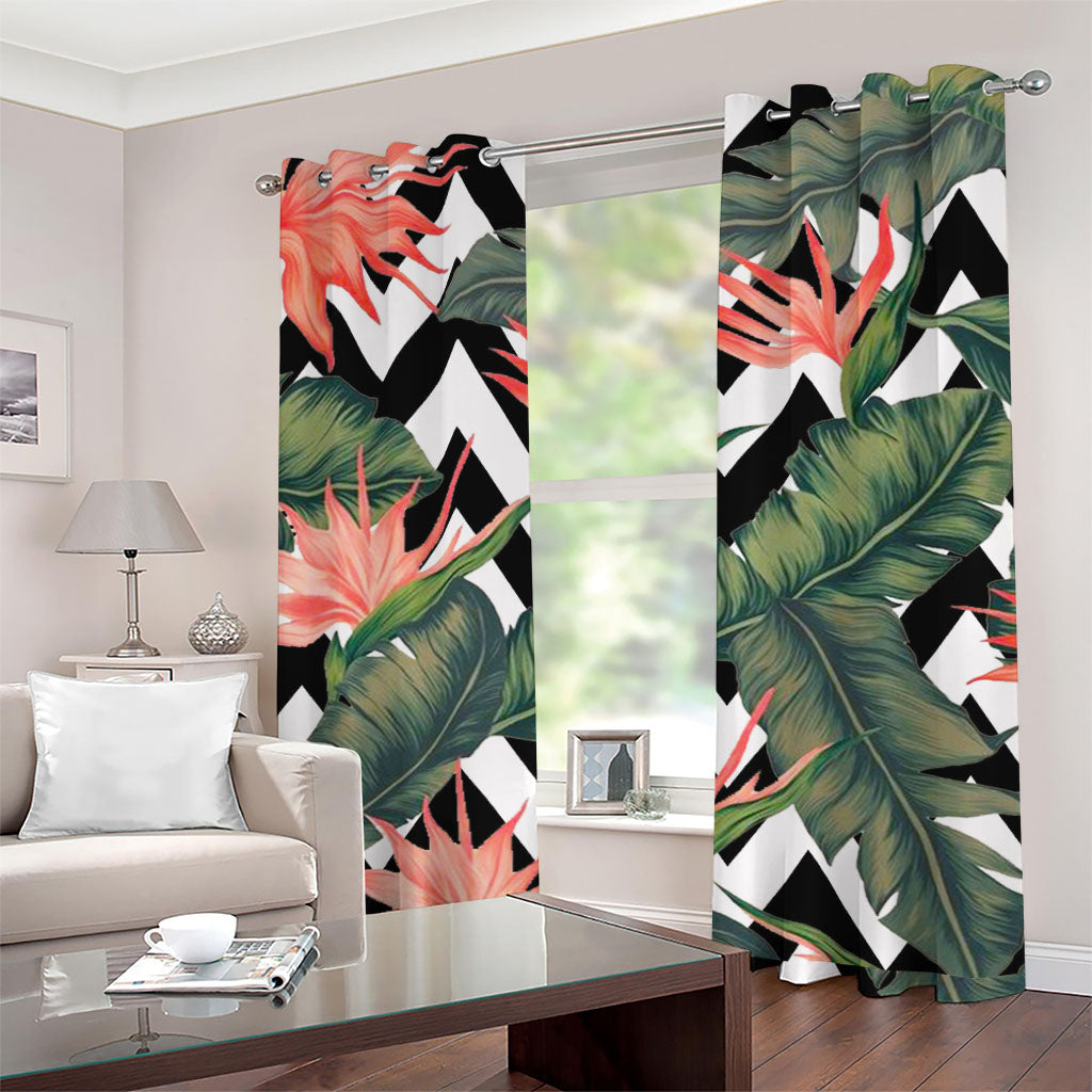 Zig Zag Tropical Pattern Print Grommet Curtains