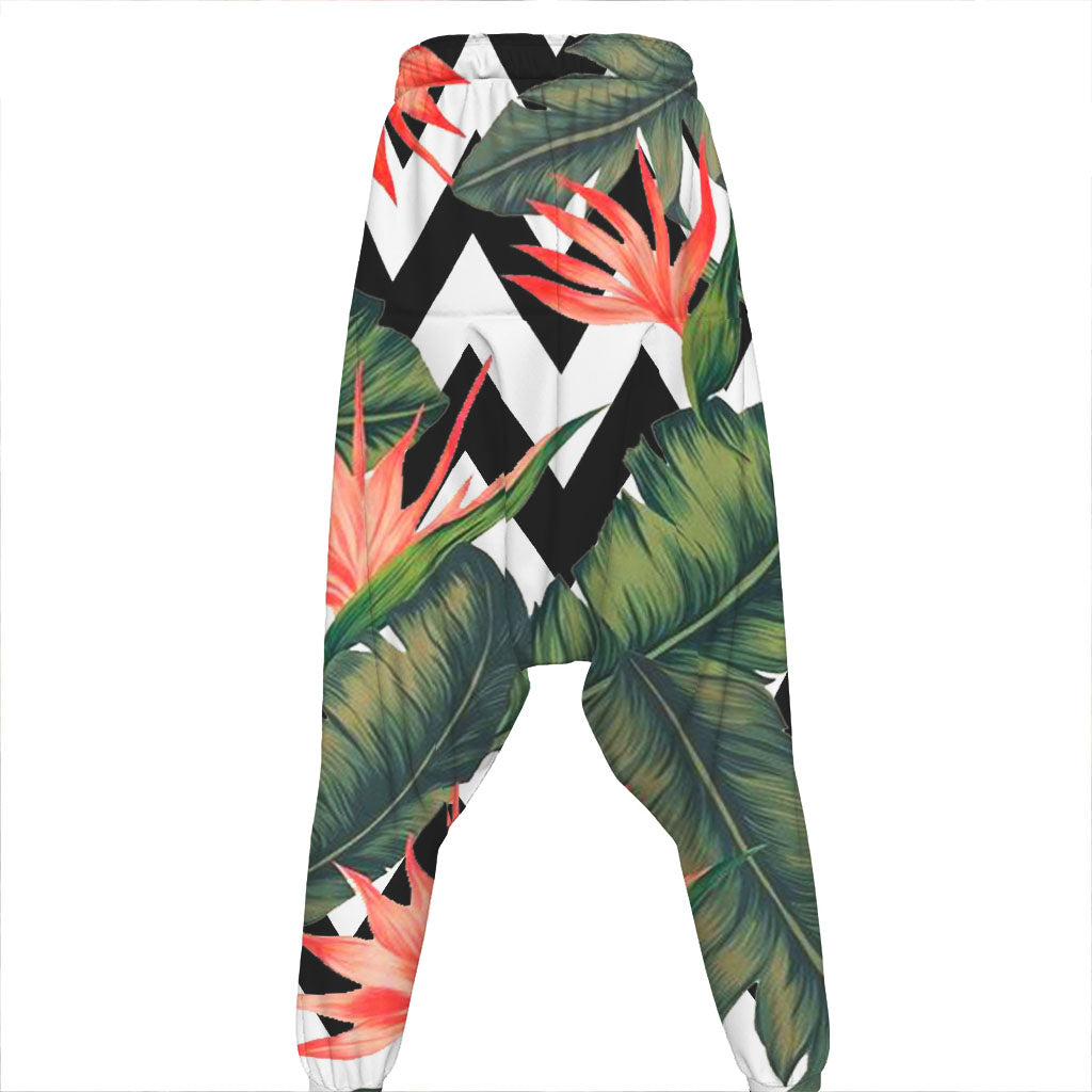 Zig Zag Tropical Pattern Print Hammer Pants