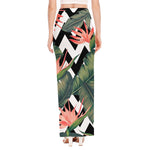 Zig Zag Tropical Pattern Print High Slit Maxi Skirt