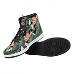Zig Zag Tropical Pattern Print High Top Leather Sneakers