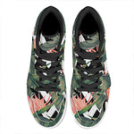 Zig Zag Tropical Pattern Print High Top Leather Sneakers
