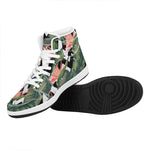 Zig Zag Tropical Pattern Print High Top Leather Sneakers