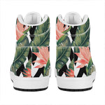 Zig Zag Tropical Pattern Print High Top Leather Sneakers