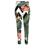 Zig Zag Tropical Pattern Print High-Waisted Pocket Leggings