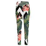 Zig Zag Tropical Pattern Print High-Waisted Pocket Leggings