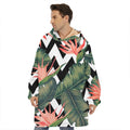 Zig Zag Tropical Pattern Print Hoodie Blanket