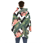 Zig Zag Tropical Pattern Print Hoodie Blanket