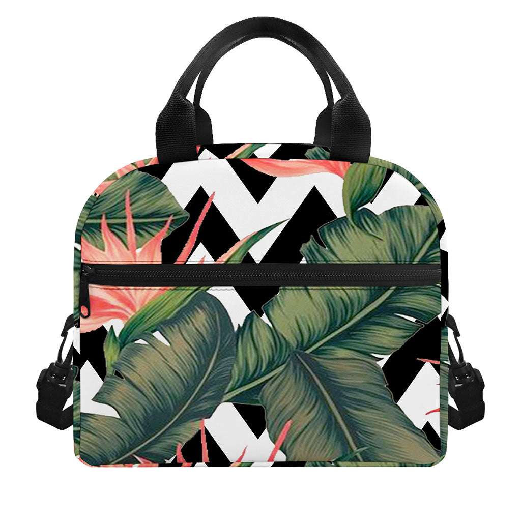 Zig Zag Tropical Pattern Print Insulated Lunch Bag