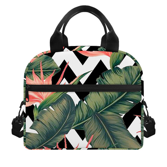 Zig Zag Tropical Pattern Print Insulated Lunch Bag