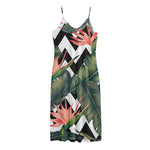 Zig Zag Tropical Pattern Print Jersey Midi Cami Dress