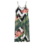 Zig Zag Tropical Pattern Print Jersey Midi Cami Dress