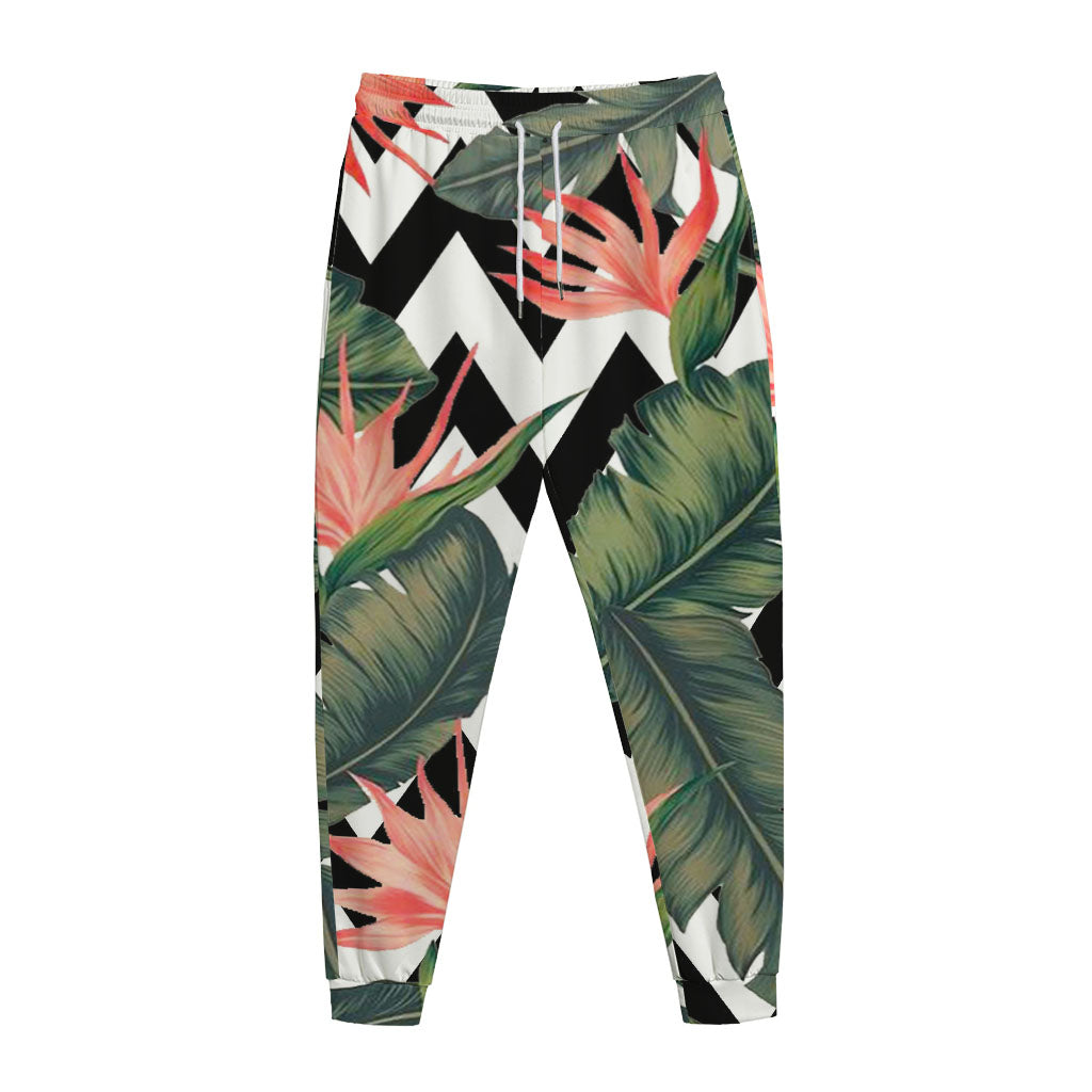 Zig Zag Tropical Pattern Print Jogger Pants