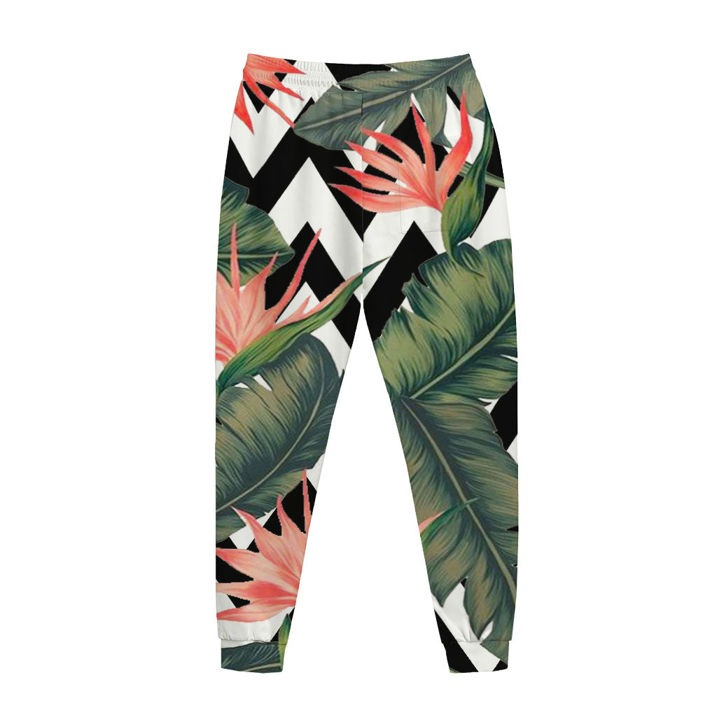 Zig Zag Tropical Pattern Print Jogger Pants