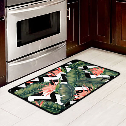 Zig Zag Tropical Pattern Print Kitchen Mat