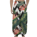 Zig Zag Tropical Pattern Print Lantern Pants