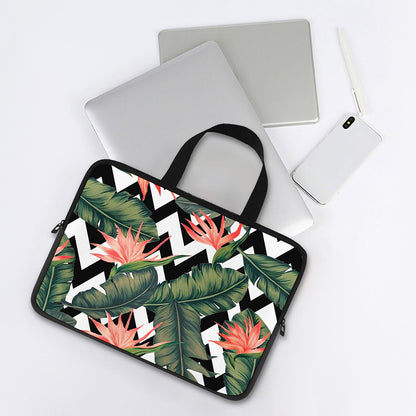 Zig Zag Tropical Pattern Print Laptop Sleeve With Handle