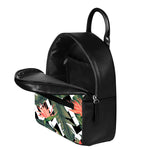 Zig Zag Tropical Pattern Print Leather Backpack