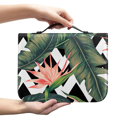 Zig Zag Tropical Pattern Print Leather Bible Cover