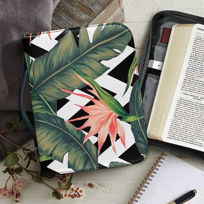 Zig Zag Tropical Pattern Print Leather Bible Cover