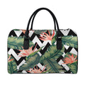 Zig Zag Tropical Pattern Print Leather Duffel Bag