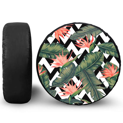 Zig Zag Tropical Pattern Print Leather Spare Tire Cover