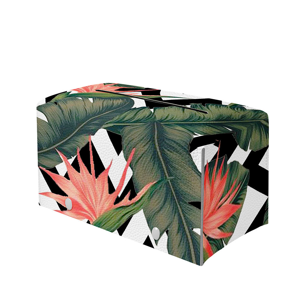 Zig Zag Tropical Pattern Print Leather Tissue Box Cover