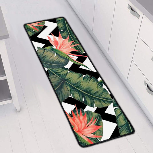 Zig Zag Tropical Pattern Print Long Kitchen Mat