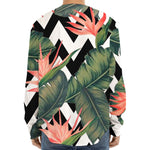 Zig Zag Tropical Pattern Print Long Sleeve Baseball Jersey