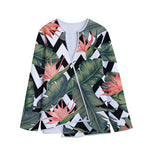 Zig Zag Tropical Pattern Print Long Sleeve Short Coat
