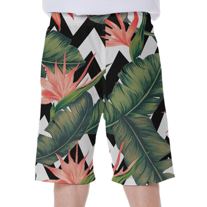 Zig Zag Tropical Pattern Print Men's Beach Shorts