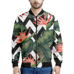 Zig Zag Tropical Pattern Print Men's Bomber Jacket