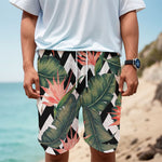 Zig Zag Tropical Pattern Print Men's Cargo Shorts