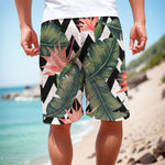 Zig Zag Tropical Pattern Print Men's Cargo Shorts