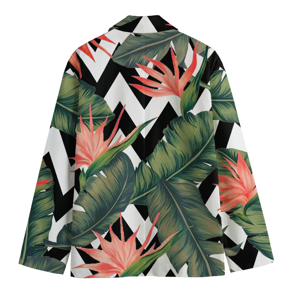 Zig Zag Tropical Pattern Print Men's Cotton Blazer