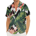 Zig Zag Tropical Pattern Print Men's Deep V-Neck Shirt