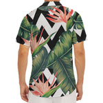 Zig Zag Tropical Pattern Print Men's Deep V-Neck Shirt